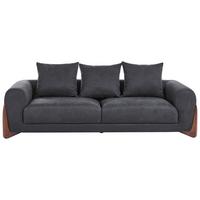 3-SITZER-SOFA Schwarz Vinliden - Schwarz/Braun, Textil (217/62/87cm) - Beliani