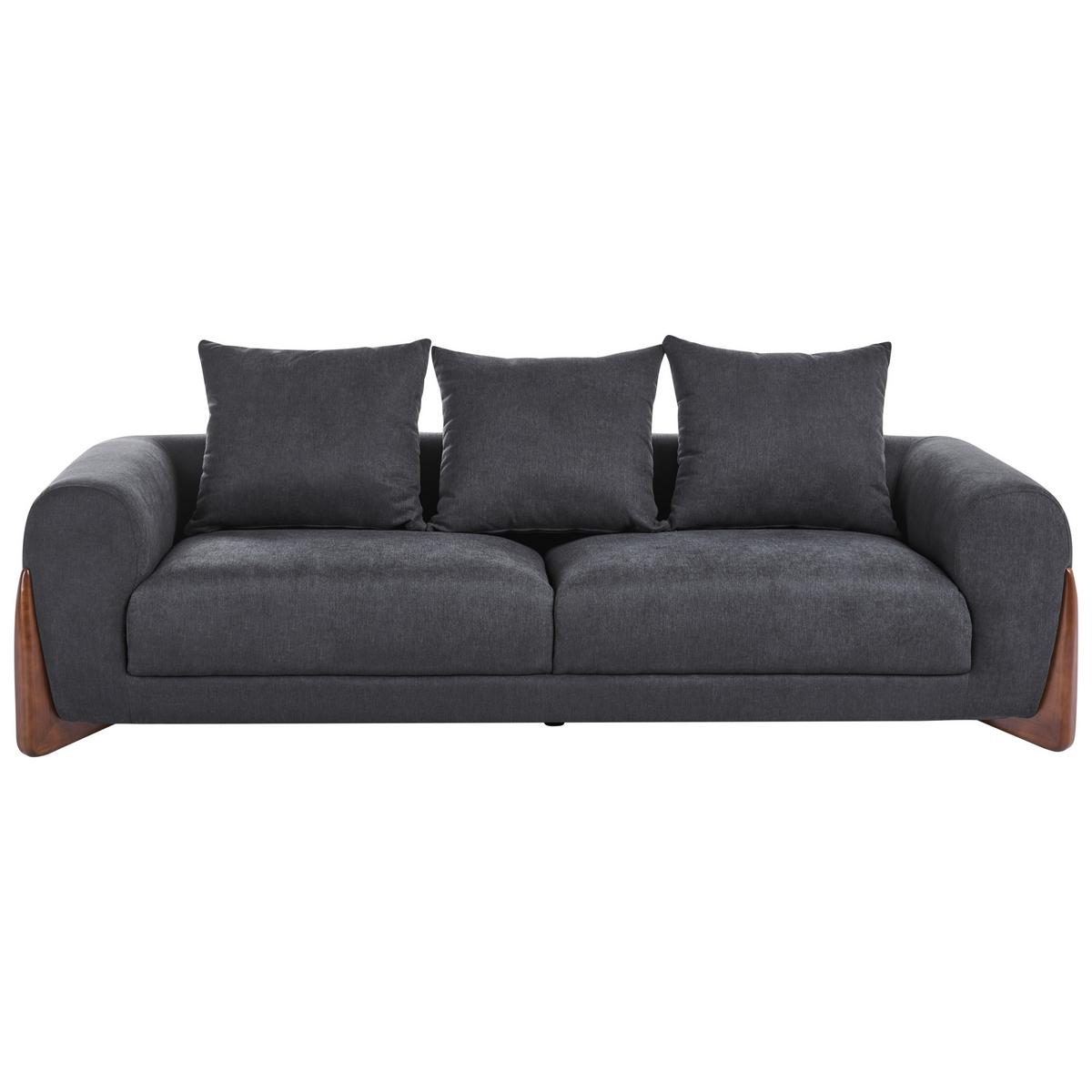 SOFA-SET 6-Sitzer Schwarz Vinliden - Schwarz/Braun, Textil (217/82/87cm) - Beliani