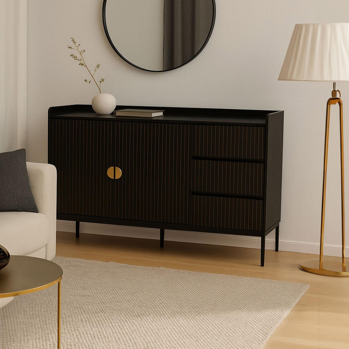SIDEBOARD Schwarz - Schwarz, Holz (130/80/42cm) - MCW