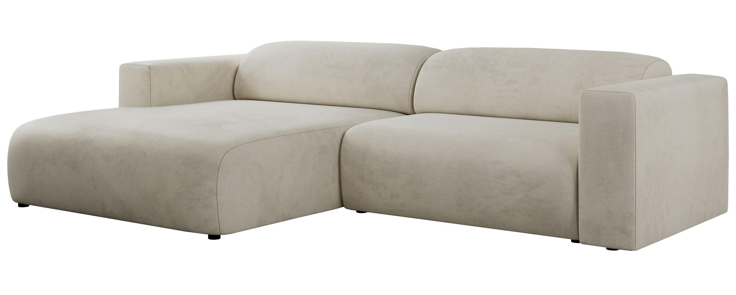 OFERTA WYCOFANA ECKSOFA PASADENA Beige Velvet Links Seite - Beige/Schwarz, Kunststoff/Textil (180/288cm) - MKS