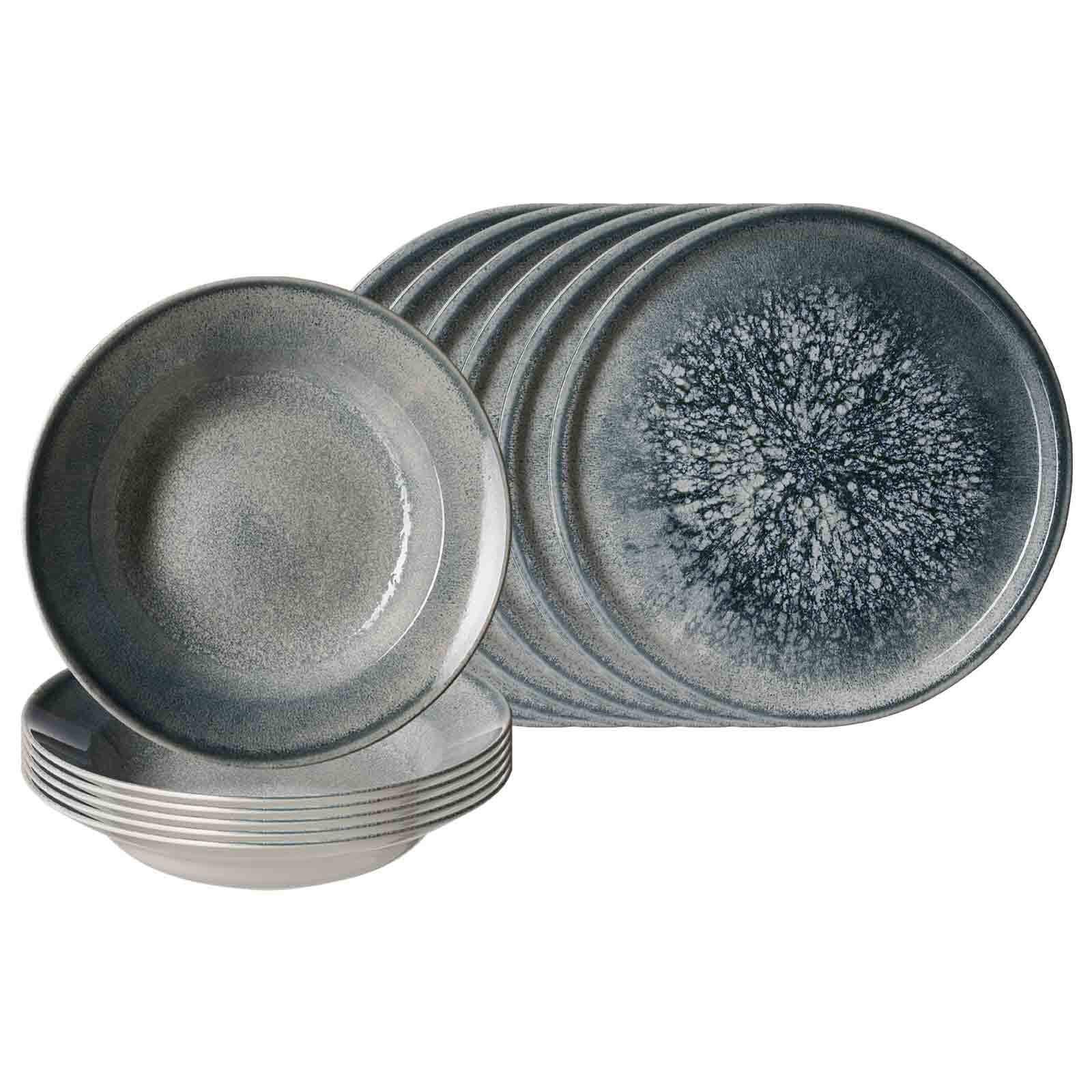 PIZZA- & PASTA-SET Grana grau 12-tlg. - Grau, Keramik (2/2/2cm) - Ritzenhoff Breker