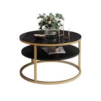 COUCHTISCH CIRI SLIM GLASS mit Regal - Goldfarben/Schwarz, Glas (60/60/41cm) - Lookway