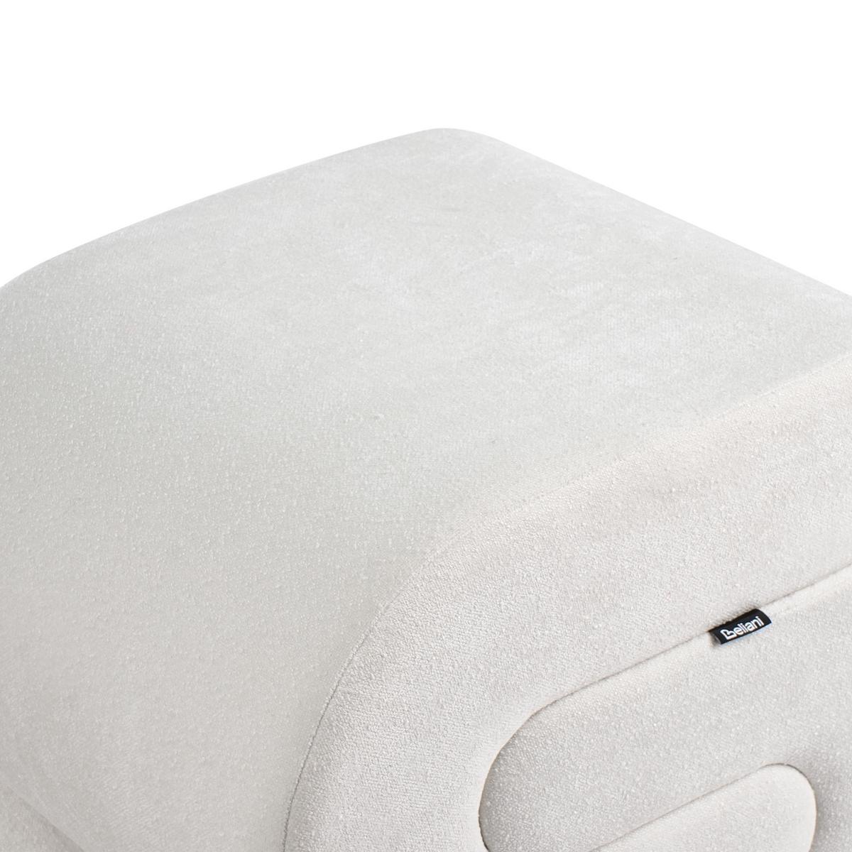 POUF Chenillegewebe Cremeweiß Arcadia - Weiß, Textil (45/48/50cm) - Beliani