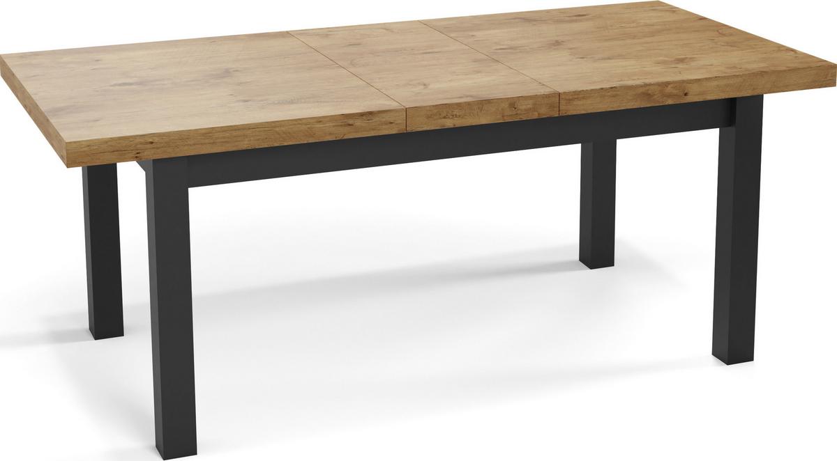 ESSTISCH Gemini rechteckig ausziehbar, Lancelot Eiche 160-210/90/78 cm - Eichefarben/Schwarz, Holz/Holzwerkstoff (90/210/78cm) - WFL GROUP