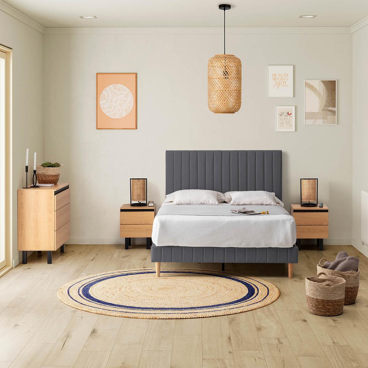 POLSTERBETT + kopfteil 160x200 cm Eris, Dunkelgrau - Dunkelgrau, Textil (202/162/90cm) - VS Venta-stock