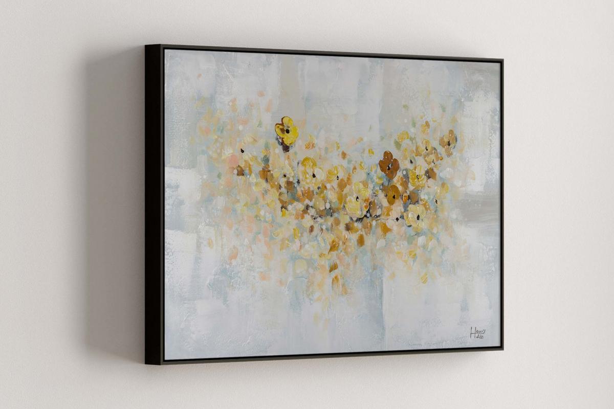 ACRYLBILD HANDGEMALT 90/60 cm - Blau/Gelb, Holz/Textil (90/60cm) - KUNSTLOFT