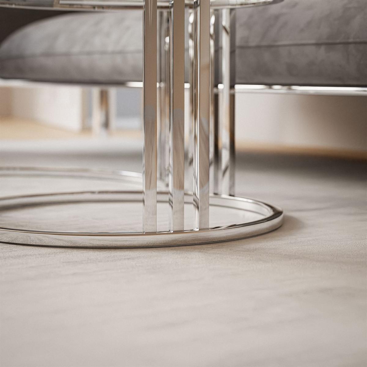 COUCHTISCH 2 in 1 LORI GLASS verchromt silber - Silberfarben/Schwarz, Glas (70/70/48cm) - Lookway
