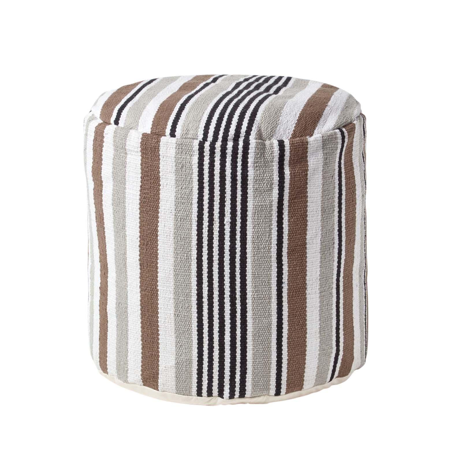 SITZPOUF rund mit Streifenmuster, 40/40/45 cm - Grau, Textil (45/40/45cm) - Homescapes