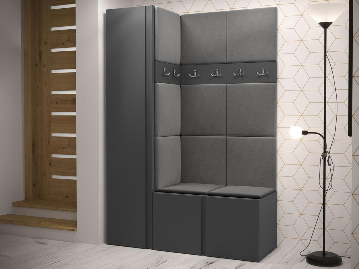 GARDEROBEN-SET Orion IX - Graphitfarben/Grau, Holzwerkstoff/Kunststoff (124/186/46cm) - MIRJAN24