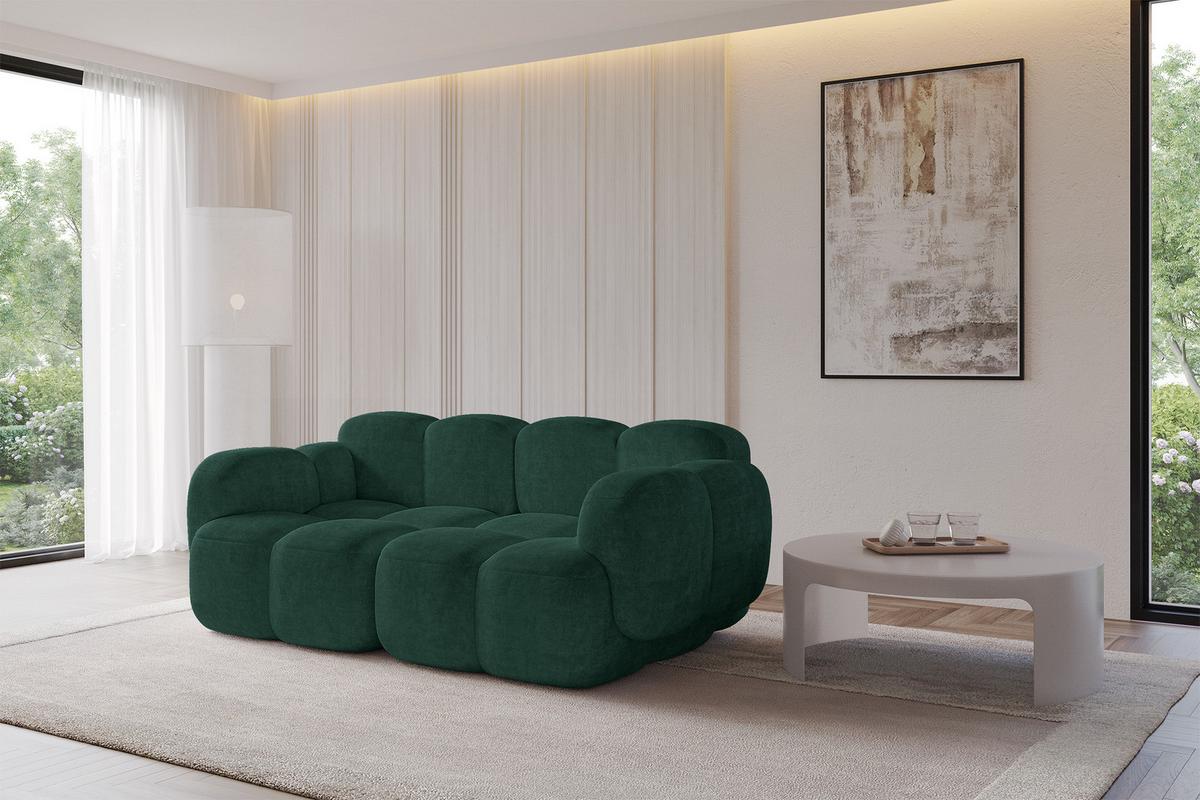 2-SITZER modulares Sofa Miko-S1 214x118x75 cm Grün Velours - Schwarz/Grün, Holzwerkstoff/Kunststoff (214/75/118cm) - ALTDECOR
