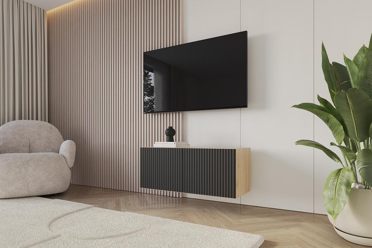 LOWBOARD NOA-2-W 100x40x40 cm - Artisan / Schwarz - Schwarz, Holzwerkstoff (100/40/40cm) - ALTDECOR