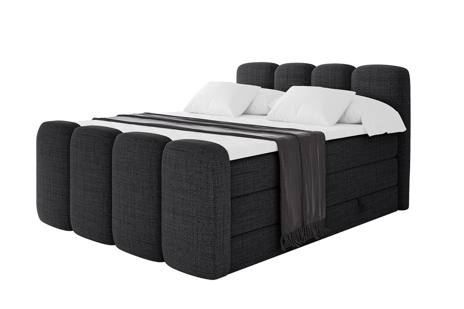 BOXBETT mit Matratze H3|H4 und Lattenrost - NINA-Z KING - 160x200 cm Aragon - Schwarz - Schwarz, Holzwerkstoff (160/200cm)