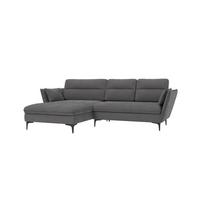 ECKSOFA Mira Grau Samt-Stoff - Schwarz/Grau, Textil/Metall (260/168cm) - S-Style Möbel