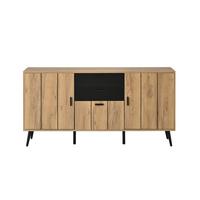 SIDEBOARD 140cm Holz/Schwarz mit 2 Schubladen, 3 Türen & 7 Fächern - Naturfarben, Holzwerkstoff (140/67/35cm) - Urban Meuble