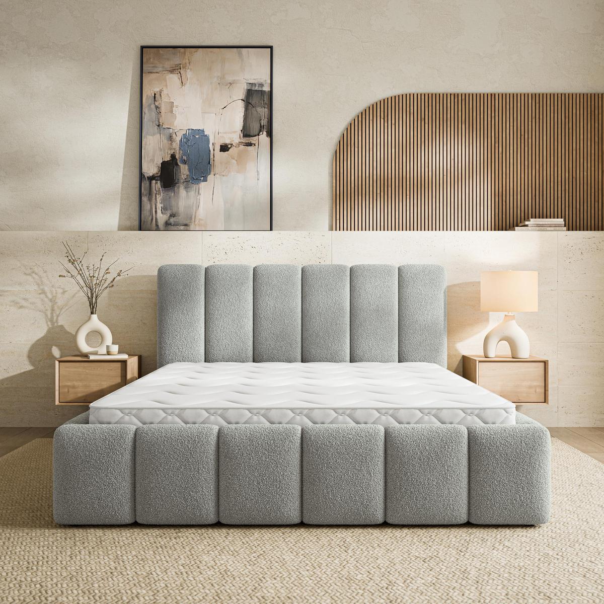 POLSTERBETT RANIS 140x200 cm mit Bettkästen - Hellgrau - Hellgrau, Holz/Textil (140/200cm) - MASSENO