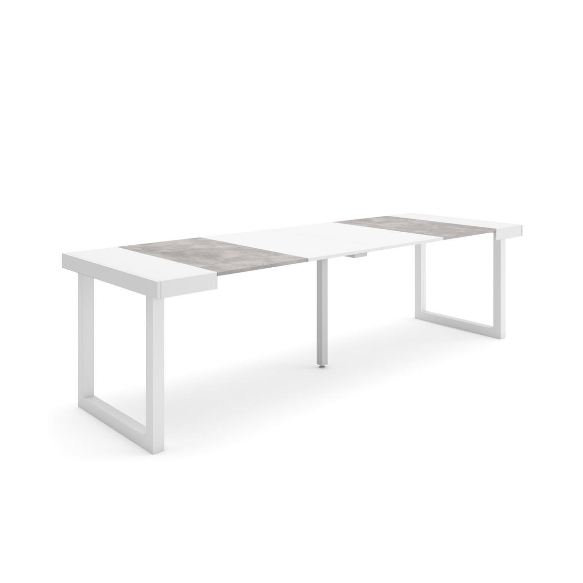 KONSOLENTISCH ausziehbar 58 bis 262cm, für 12 Gäste, weiß zementgrau, 90/58/73cm - Weiß/Grau, Holzwerkstoff (90/262/73cm) - Skraut Home