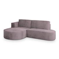 ECKSOFA CORTIO M L-S Lila Velours-Stoff mit Schlaffunktion - Lila/Grau, Holz/Kunststoff (265/174cm) - MASSENO