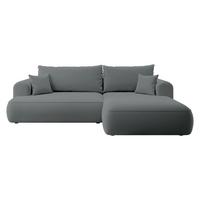 ECKSOFA Ovo Dunkelgrau Samt - Dunkelgrau/Schwarz, Kunststoff/Textil (165/260cm) - Selsey