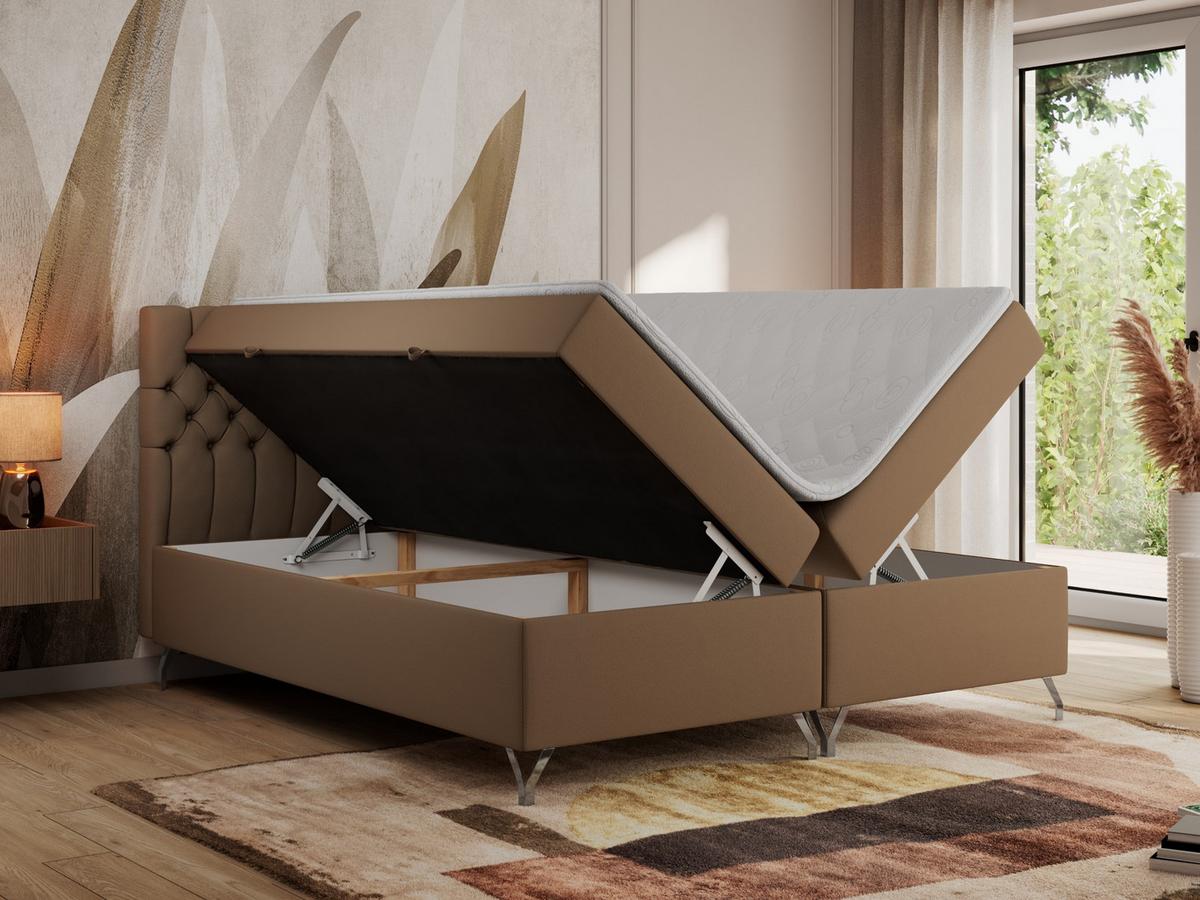BOXBETT GRIMALDI 200/200 Braun Kunstleder - H3 - Braun, Holz/Textil (200/200cm) - MKS