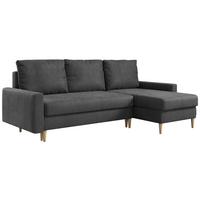 ECKSOFA Lang Velvet Grau - Braun/Grau, Holz/Textil (220/140cm) - MKS