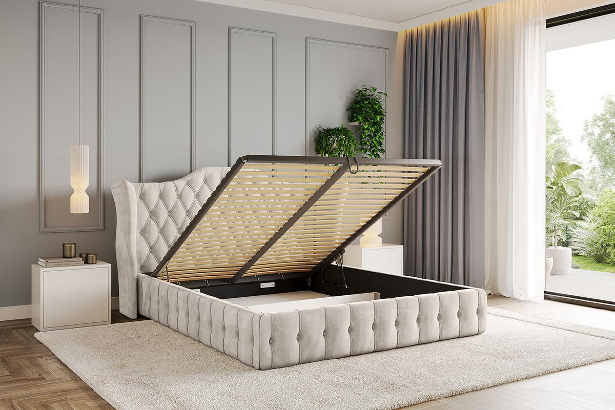 POLSTERBETT mit Bettkasten und Lattenrost, Boxbett ohne Matratze - MODY 120x200 Beige - Beige, Holzwerkstoff/Textil (120/200cm) - ALTDECOR