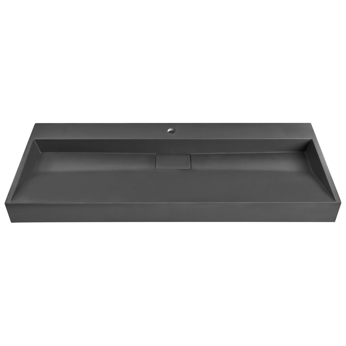 HÄNGEWASCHBECKEN Schwarz 120/46 cm Mineralguss Quenko - Schwarz, Naturmaterialen (120/12/46cm) - Beliani