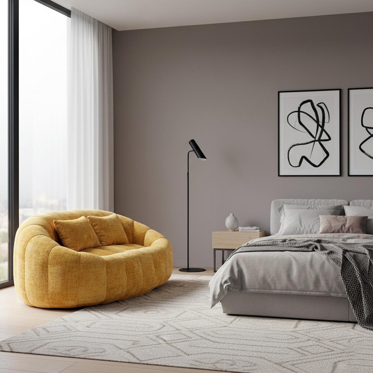 BEAN BAG SOFA– Komfortabler Lazy Lounger mit hochdichtem Memory - Gelb, Textil (150/63/95cm) - Urban Meuble