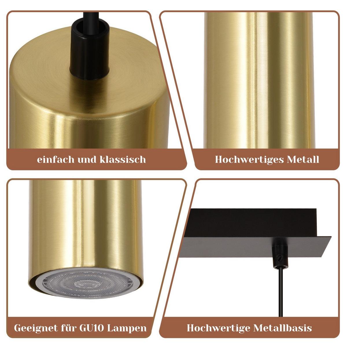 PENDELLEUCHTE Glück 60/6/170 cm - Goldfarben, Metall (60/6/170cm) - Nettlife