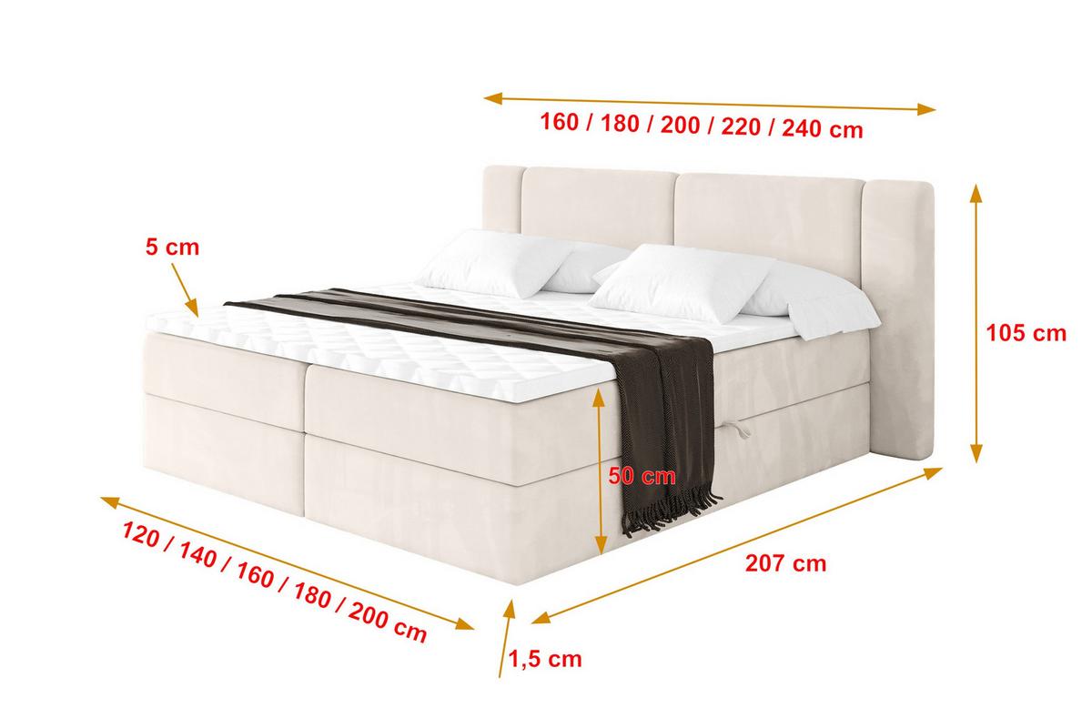 BOXBETT mit Matratze H4 - EVON - 180x200 cm Beige - Beige, Holzwerkstoff (180/200cm) - ALTDECOR