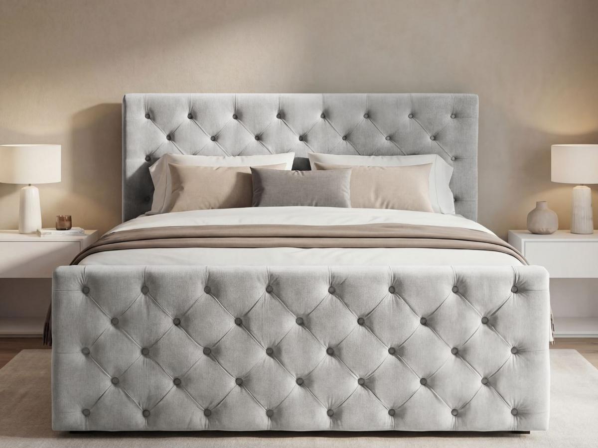 BOXBETT Montego 140x200 Hellgrau - Hellgrau, Holz/Textil (140/200cm) - Graingold