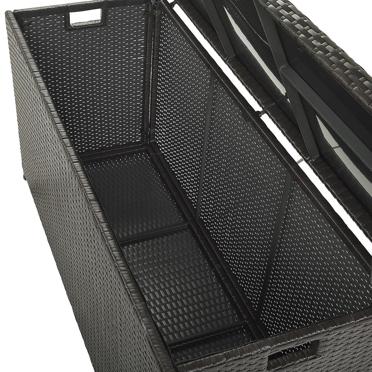 AUFLAGENBOX Rattan braun 126/46 cm Modena - Schwarz/Braun, Kunststoff (126/63/46cm) - Beliani
