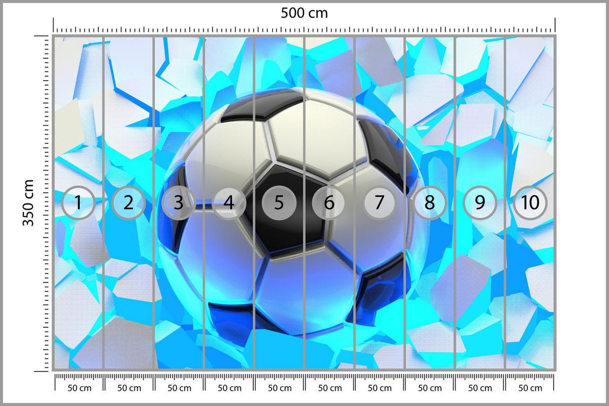 FOTOTAPETE Fußball Abstraktion 3D Effekt 500x350 - Schwarz/Weiß, Papier (500/350cm) - Muralo