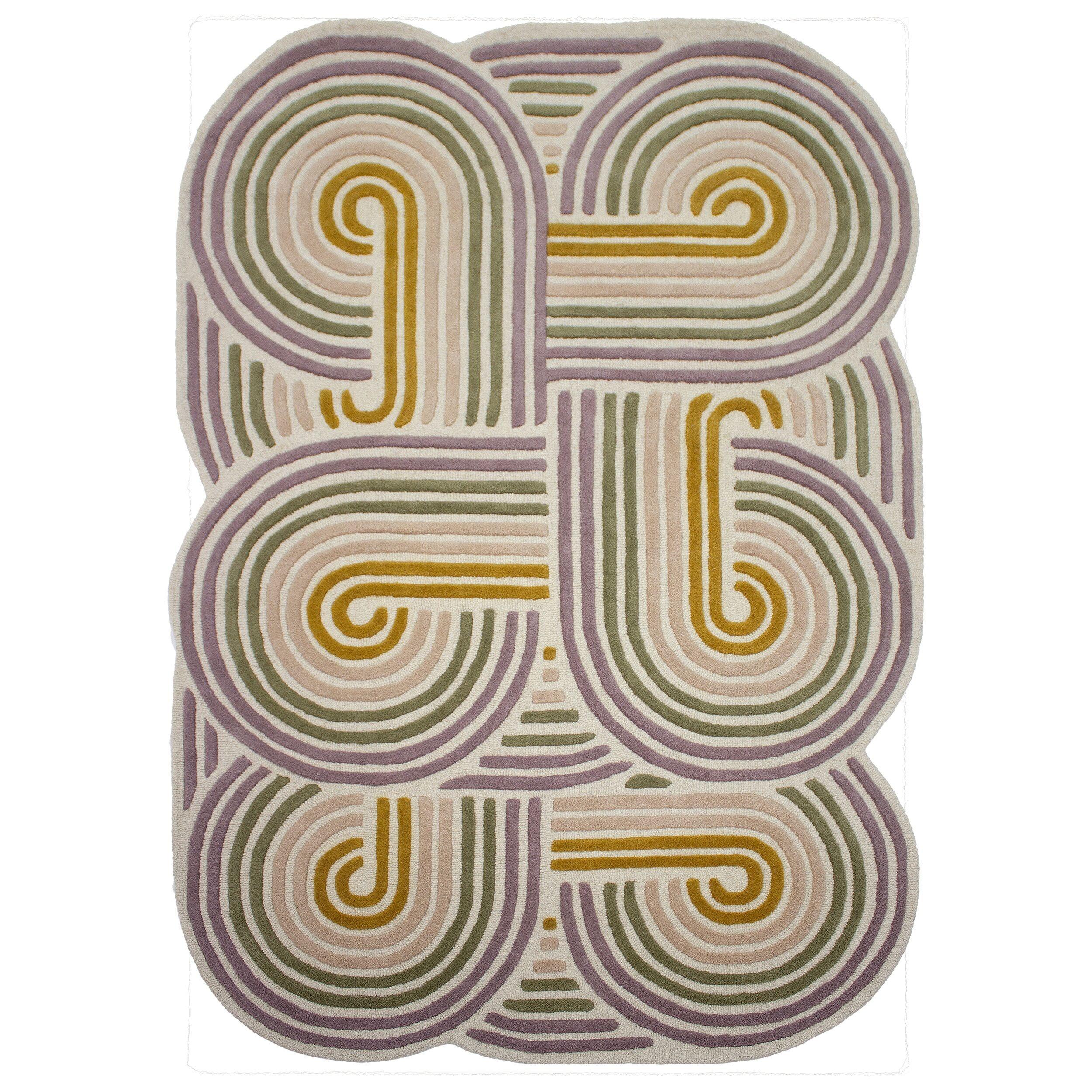 WOLLTEPPICH SOAR, abstrakt, Grün, 160 x 230 cm - Beige, Textil (230/160cm) - KADIMA DESIGN