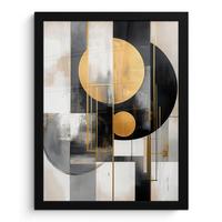 POSTER MIT RAHMEN Abstrakt - Gold - Silber - Formen - Ästhetisch - Modern Bilderrahmen 30x40 cm - Goldfarben, Papier (30/40cm) - MuchoWow