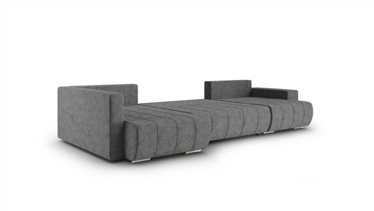 WOHNLANDSCHAFT Armanda - Dunkelgrau, Holzwerkstoff/Textil (392/83/185cm) - Fun Möbel
