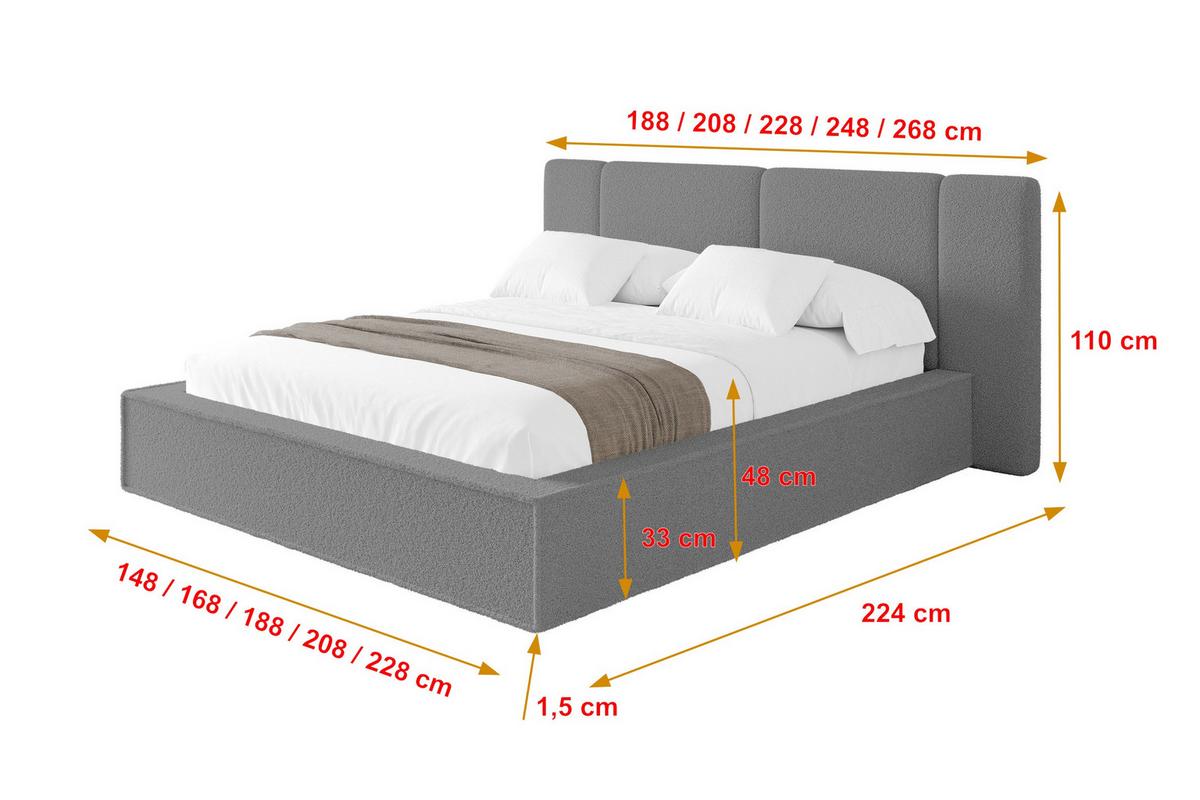 POLSTERBETT mit Bettkasten und Lattenrost, Bett mit Matratze H3/H4 - RIVO 180x200 Grau - Greige, Holzwerkstoff/Textil (180/200cm) - ALTDECOR