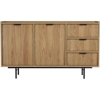 KOMMODE Evron mit 3 Schubalden und 2 Türen, Hikora Eiche - Eichefarben/Schwarz, Holzwerkstoff/Metall (150/90/40cm) - Beautysofa