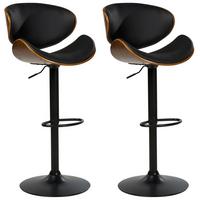 BARSTUHL 2er-Set Kunstleder drehbar SchwarzRotterdam II - Schwarz, Kunststoff (52/93/45cm) - Beliani