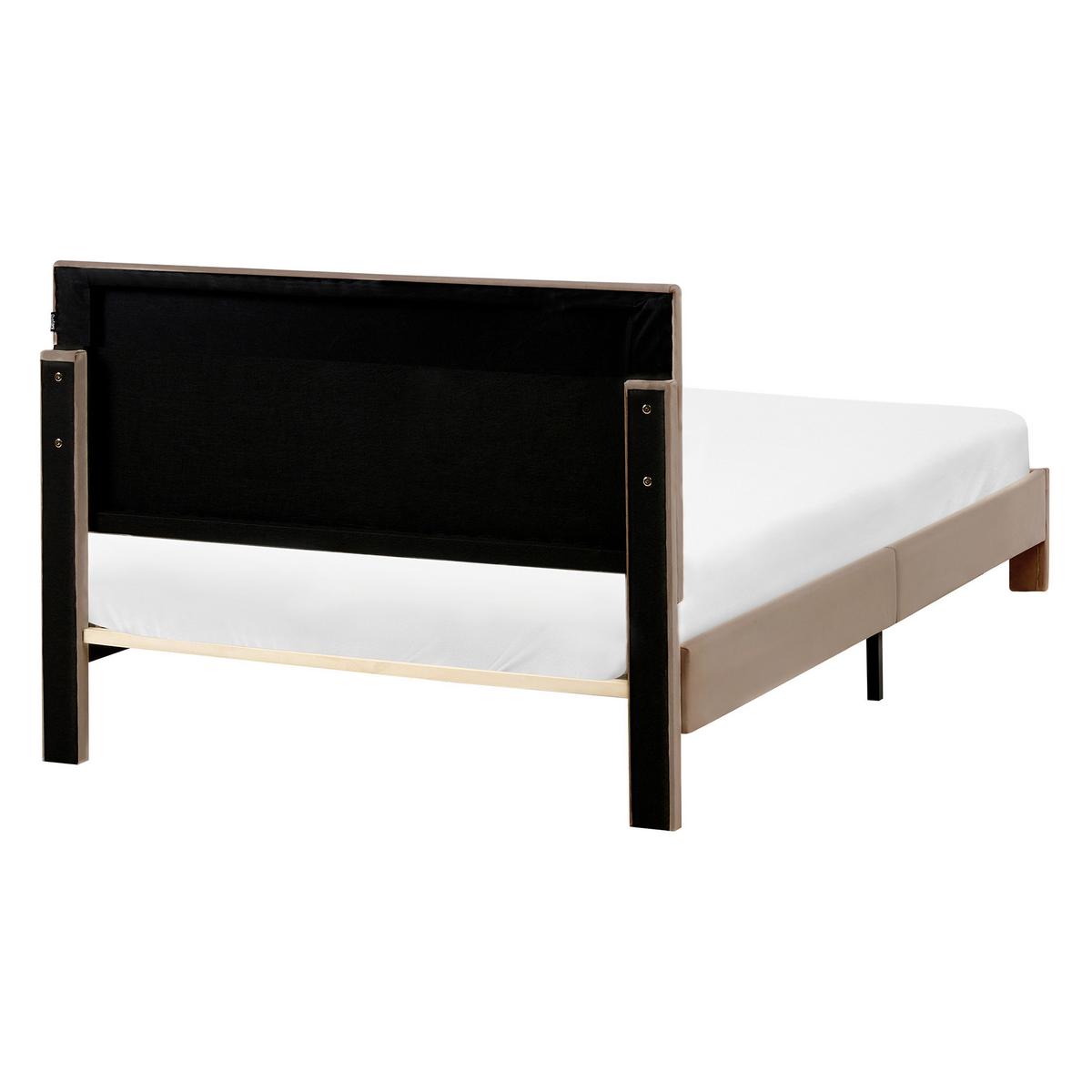 BETT mit Schubladen 120/200 cm Samtstoff Taupe Lonzac - Taupe, Textil (120/200cm) - Beliani
