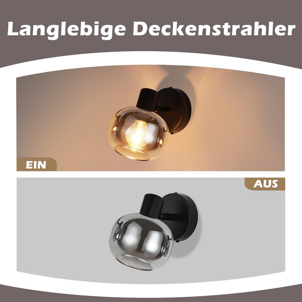 DECKENSTRAHLER Cottbus 1-flammig 9/9/16.5 cm - Schwarz, Metall (9/9/16.5cm) - Nettlife