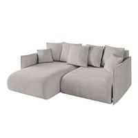 ECKSOFA Ottomane links ONESK-L 216x177x72 Hellbraun Velours - Hellbraun, Holzwerkstoff/Kunststoff (216/177cm) - ALTDECOR