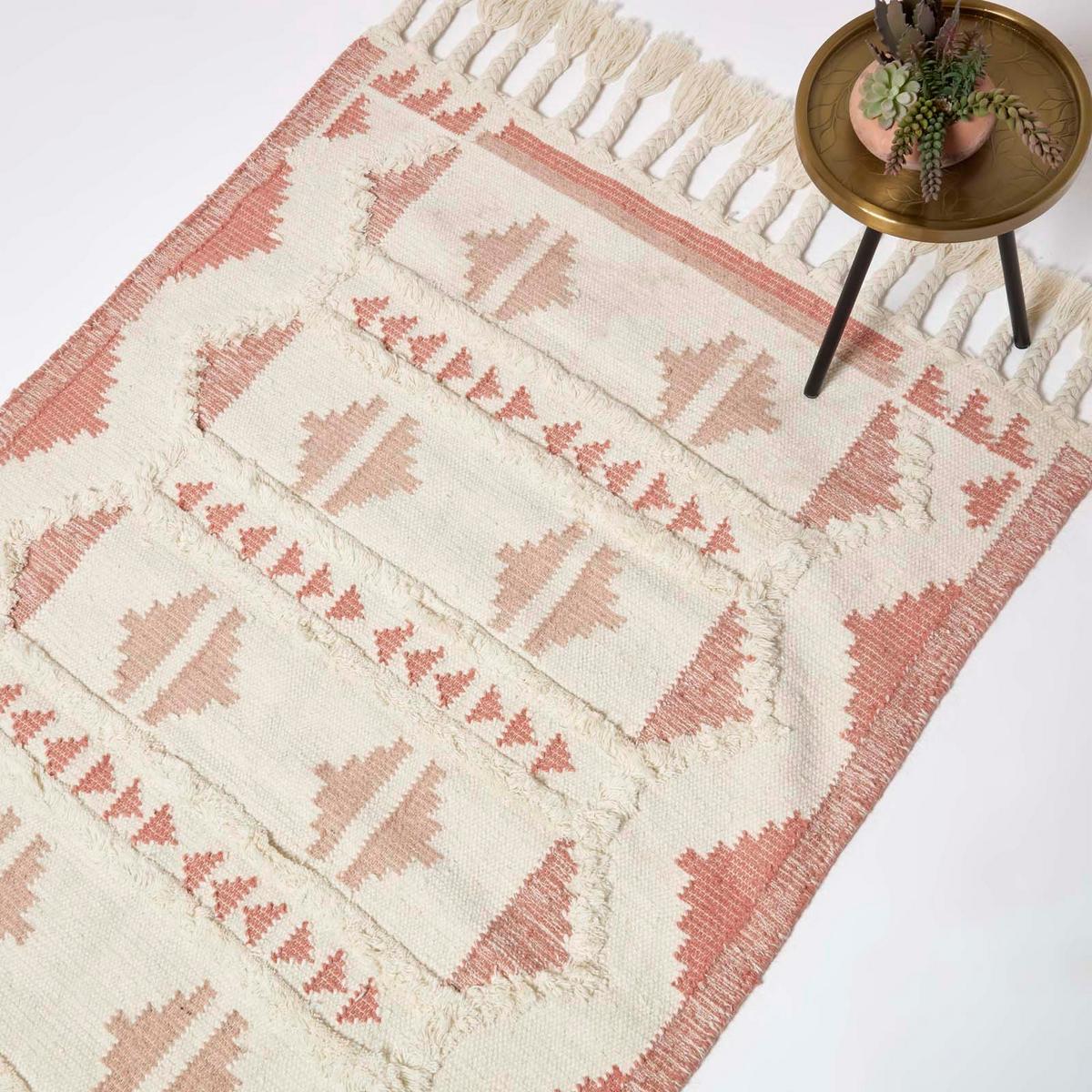 KELIM-TEPPICH Satara handgewebt 160/230 cm - Rosa, Textil (160/230cm) - Homescapes