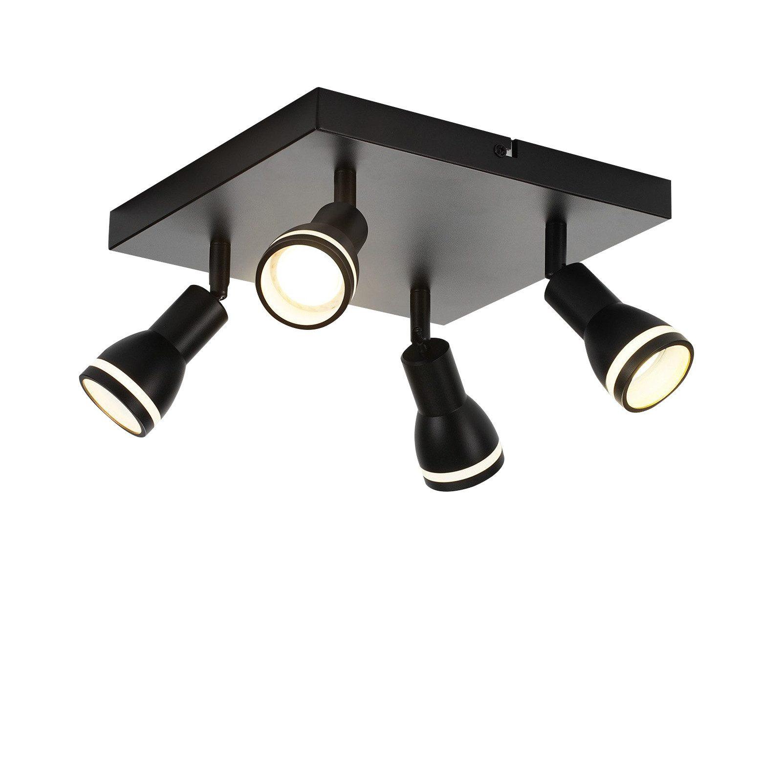 DECKENSTRAHLER Oldenburg 4-flammig 20/20/15.7 cm - Schwarz, Metall (20/20/15.7cm) - Nettlife
