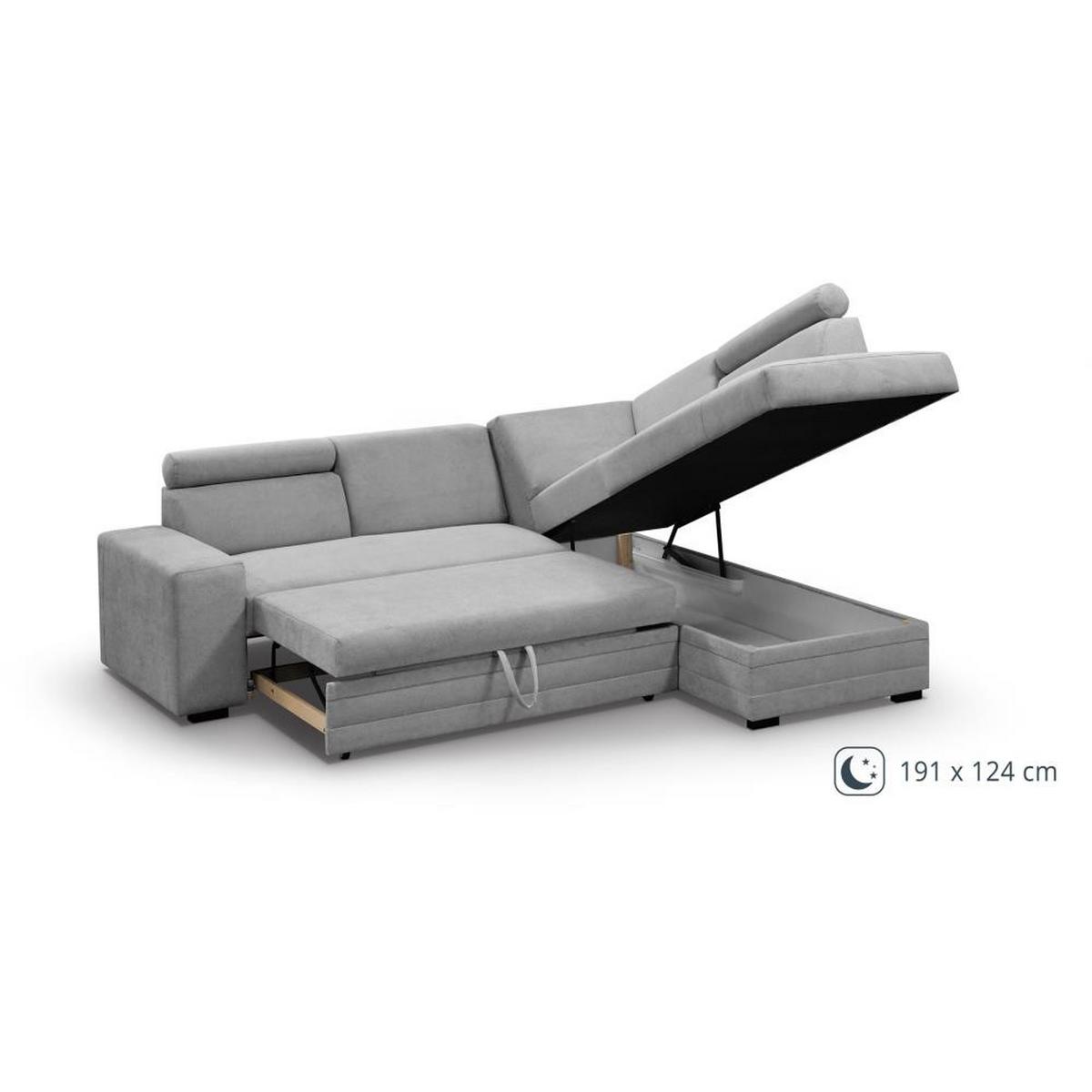 ECKSCHLAFSOFA Roma grau links - Schwarz/Grau, Textil (250/205cm) - Beautysofa