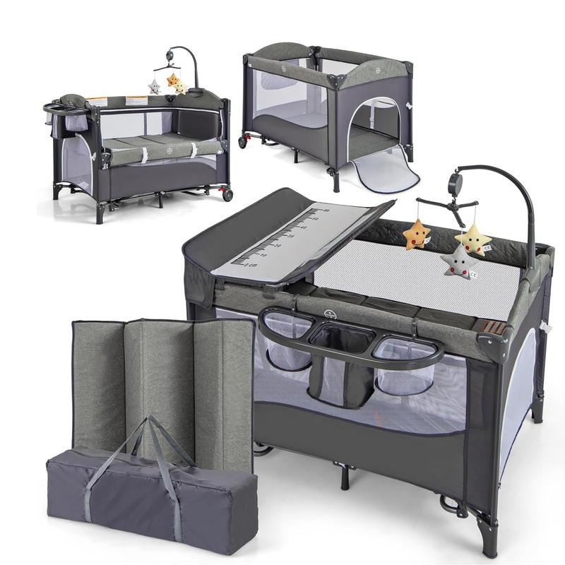 BABYBETT beistellbett Blau - Blau, Textil - COSTWAY