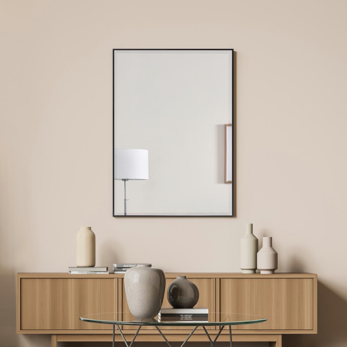 WANDSPIEGEL Novoli - Schwarz, Glas/Kunststoff (50/4/70cm) - [en.casa]