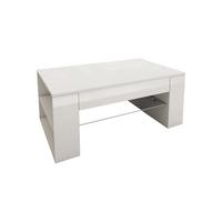 COUCHTISCH in hochglanz Weiß 100x42x60 cm aus Holz Glasablage - Weiß, Holzwerkstoff (60/100/42cm) - ML-DESIGN