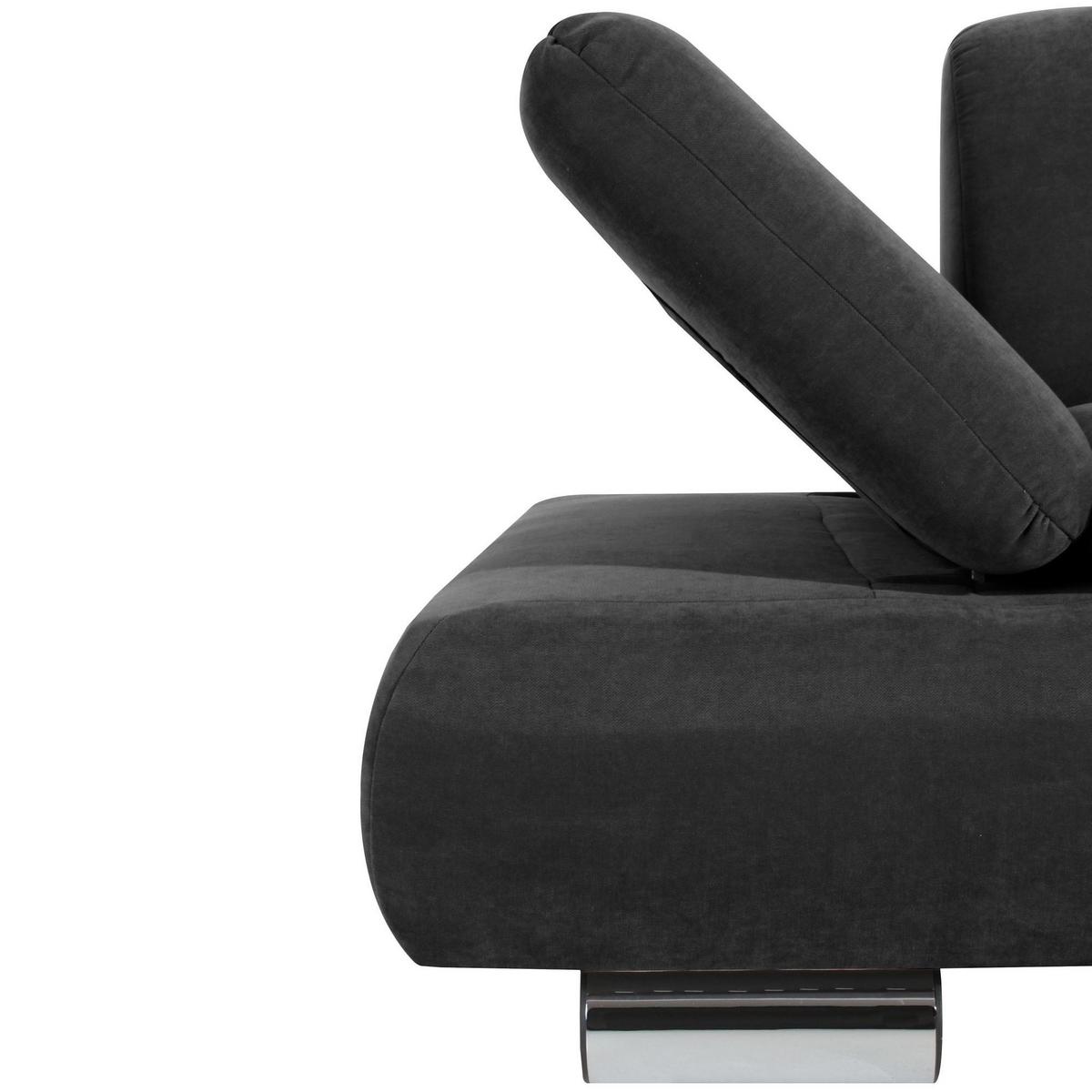 SOFA 2-Sitzer Kaye Bezug Veloursstoff Metallfuß verchromt / anthrazit - Anthrazit, Kunststoff (190/76/90cm) - 58aufmkessel