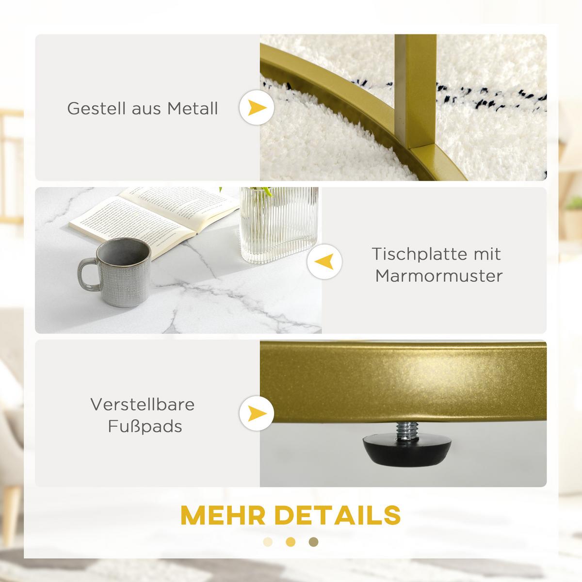 COUCHTISCH 2er-Set, bis 30 kg belastbar, Weiß - Weiß, Metall (74/74/46.3cm) - HOMCOM
