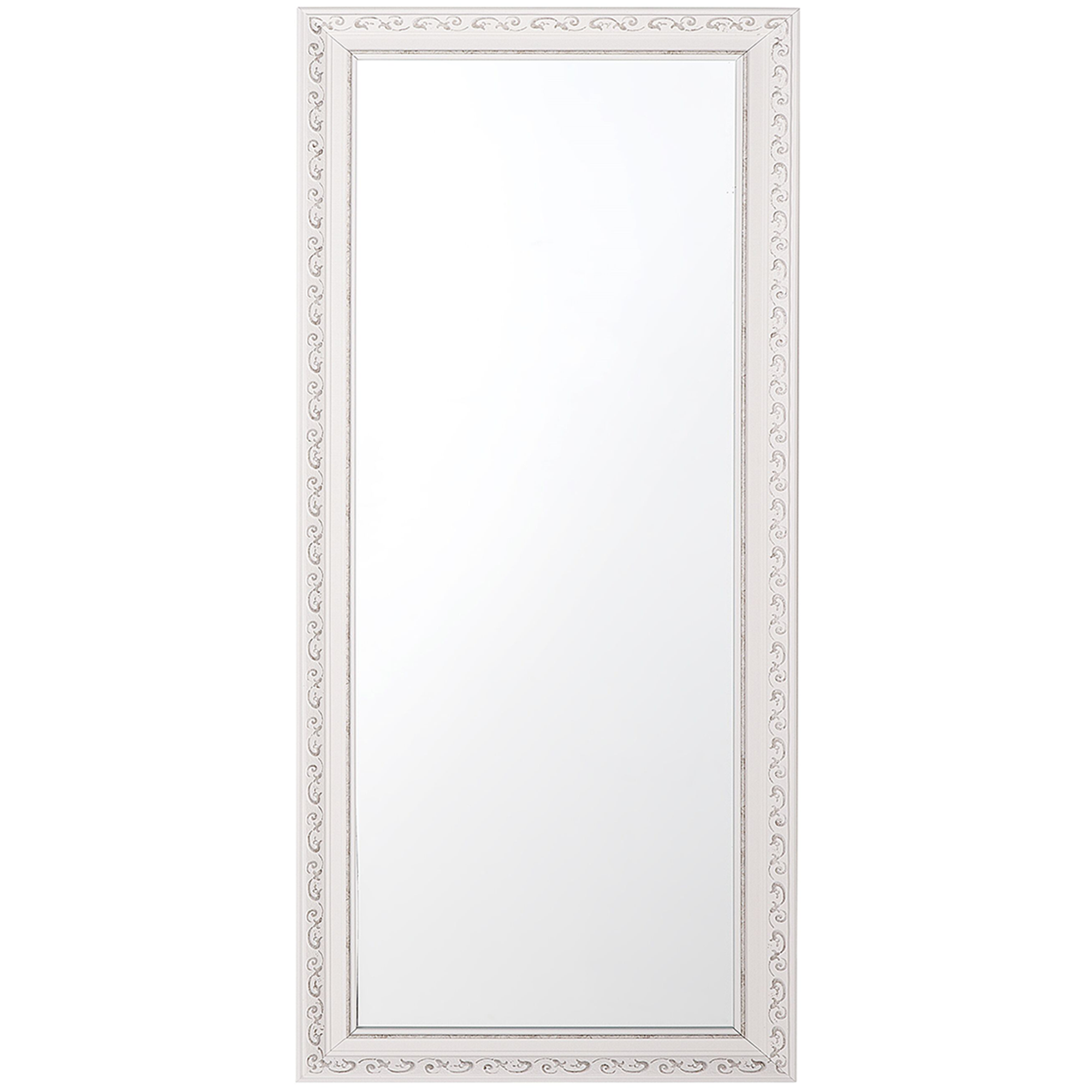 WANDSPIEGEL weiß/silber rechteckig 50/130 cm Mauleon - Silberfarben/Weiß, Kunststoff (50/130/3cm) - Beliani